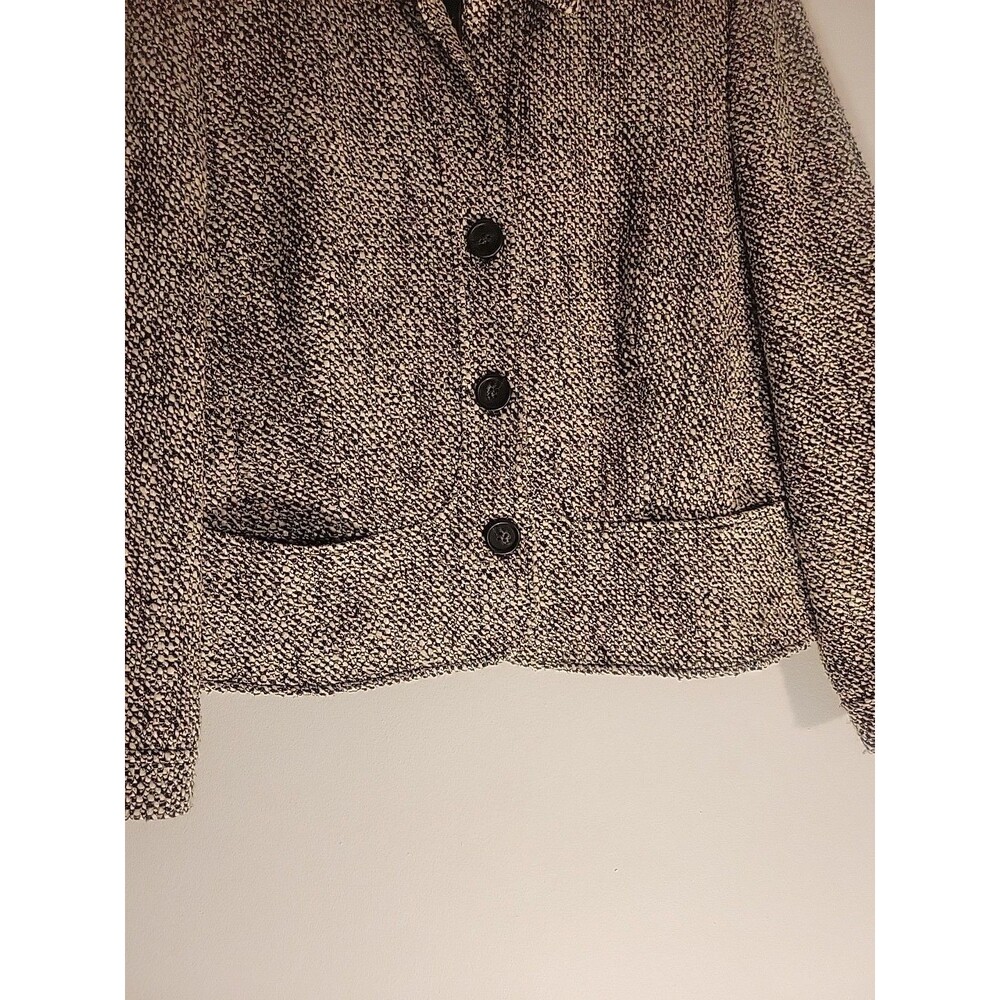 Talbots Blazer Tweed Jacket Women's Size 12 Brown & White Career - Picture 4 of 5